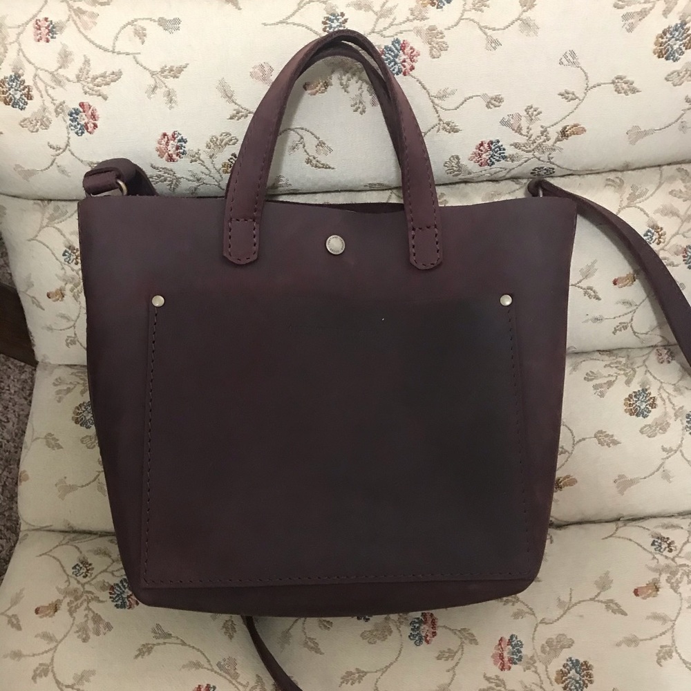 Portland leather goods mini crossbody in merlot.